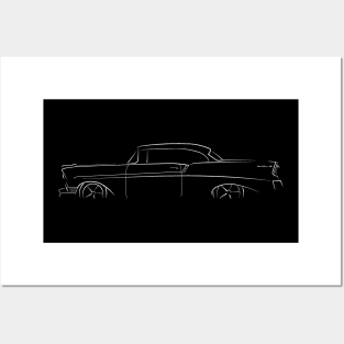 front/profile - 1956 Bel Air - stencil, white Posters and Art